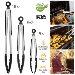 Set di 3 Pinze da Cucina Antiaderenti Senza BPA con Punte in Silicone, in Acciaio Inox per BBQ e Grigliate - Product Image 2