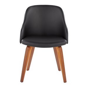 Chaise de salle à manger/de accent Bacci, style moderne du milieu du siècle, en bois de noyer et simili cuir noir - Product Image 5