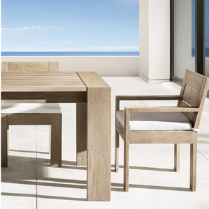 Mesa rectangular en oferta, hecha de madera de teca con estilo moderno, apta para uso en exteriores y resistente a la putrefacción. - Product Image 4