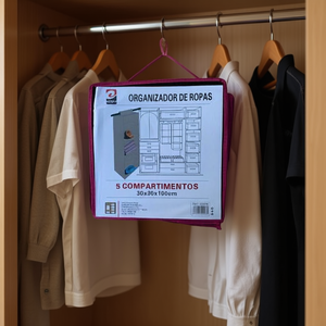 Organizador de Armario Colgante de Cinco Niveles 30x30x100 ORGANIZADOR DE ROPAS - Product Image 3