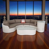 Ensemble de canapés de salon modernes en polyrotin convertible PRSF-A126, chaise de relaxation pour villa