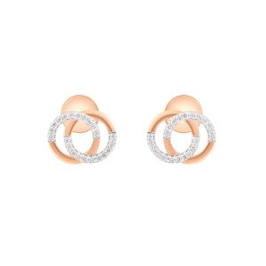 Pendientes de Oro Rosa con Diamantes Cultivados en Laboratorio en Forma de Círculos Entrelazados - Product Image 3