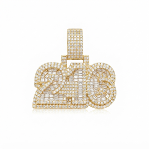 Trendy Hip Hop Style 925 <b>Silver</b> Gold Plated Custom Iced <b>Initial</b> Number Moissanite Charm Pendant Luxury Occasion Unisex <b>Necklace</b> - Product Image 1