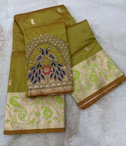 Nouveau tissu en soie pure et douce avec un travail de tissage jari original pour plusieurs couleurs - Product Image 3