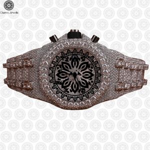 Montre de luxe pour homme Charm Jewells, analogique, mécanique, bracelet en acier inoxydable, cadran irrégulier de 43 mm, chronographe, tendance - Product Image 1