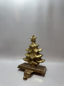 Porte-chaussettes d'ange en aluminium moulé, crochet de cheminée en métal robuste, décoration de Noël, figurine d'ange en laiton doré - Product Image 4