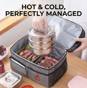กระเป๋าเก็บความเย็นแบบพรีเมียมสำหรับปิ้งย่าง ป้องกันไฟไหม้ พร้อมช่องเก็บของหลายช่อง สายสะพายไหล่ สำหรับจัดเก็บอาหารร้อนและเย็น - Product Image 4