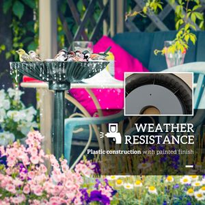 Vasca per Uccelli Decorativa Anticata Verdegris da 32 Pollici con Piedistallo Portavaso e Statue di Uccelli per Casa o Giardino - Product Image 6