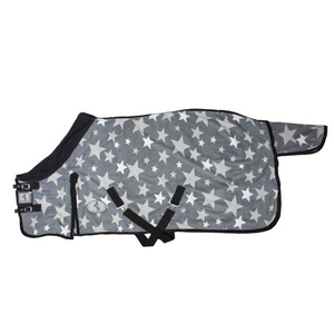 Couverture de cheval en polaire à imprimé étoiles grises, imperméable, doublée de nylon 210D, pour l'équitation printemps-automne - Product Image 1