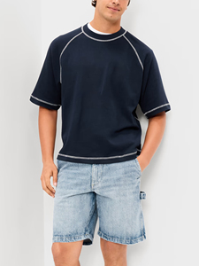 เสื้อยืดแร็กแลนพรีเมียม ตัดเย็บด้วยด้ายคอนทราสต์ ทรงโอเวอร์ไซส์ สตรีทแวร์แบบสั่งทำ เสื้อยืดคอตตอนผู้ชาย แขนแร็กแลนโอเวอร์ไซส์ ตัดเย็บด้วยด้ายคอนทราสต์ - Product Image 2