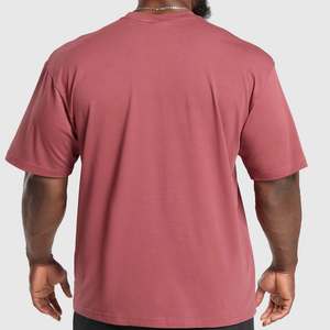 T-shirt gris à manches courtes et col rond pour homme, coupe classique, en jersey tricoté 100 % coton, couleur unie, séchage rapide, respirant, 240 g, vierge - Product Image 4