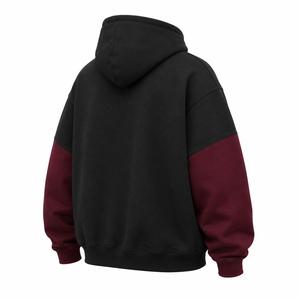 เสื้อฮู้ดผู้ชายสีดำและเบอร์กันดี แขนเสื้อแบบแร็กแลน ทรงโอเวอร์ไซส์ สไตล์ลำลอง ผ้าฟลีซ สำหรับใส่ในฤดูใบไม้ร่วง ปี 2027 - Product Image 3