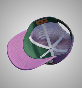 Professional Custom Embroidered Mesh Trucker <b>Hat</b> <b>Purple</b> Plaid Pattern Front Logo Unisex Street Style Adjustable 6-Panel Cap - Product Image 2