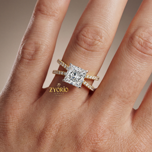 Princess Cut Zircon <b>Split</b> Shank Engagement <b>Ring</b> 1 CT Sterling Silver Pave Luxury Bridal <b>Ring</b> Women Wedding Party VVS2 Clarity - Product Image 5