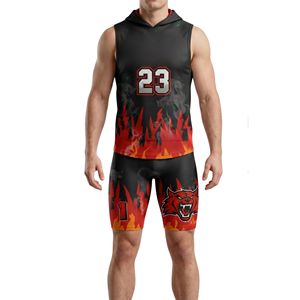 Conjuntos de Camisetas con Capucha 7v7 Naranja y Negro con Número Impreso, Pantalones Cortos de Fútbol Personalizados de Poliéster y Spandex, Transpirables, de Secado Rápido para Verano - Product Image 6