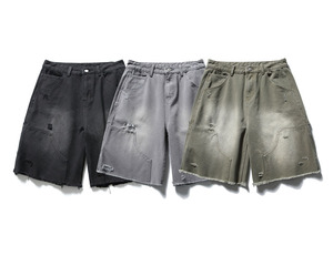 Pantalones Cortos de Mezclilla Baggy para Hombre, Diseño Desgastado, Estilo Urbano, Vintage, Personalizado, de Lujo, Lavado a la Piedra - Product Image 3