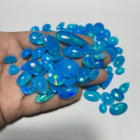 Ópalo Natural Genuino Azul Etíope Welo, Gema en Forma de Pera, Cabujón Suelto con Destellos Multicolor y Brillo Intenso