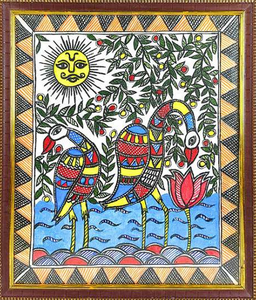 Pintura Metálica 3D Hecha a Mano con Diseño Folclórico de Bihar Madhubani, Auténtica Decoración de Pared de Jharkhand - Product Image 3