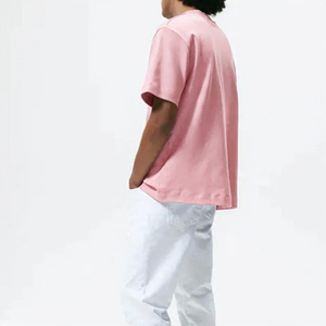 เสื้อยืดคอกลมโอเวอร์ไซส์ ผ้าคอตตอนหนา 400gsm ดีไซน์เรียบง่าย โลโก้ด้านหน้า ผ้ากันยับ แห้งเร็ว ทรงหลวม - Product Image 4