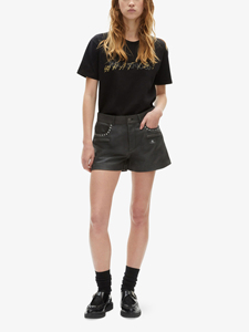Shorts en jean pour femmes, taille haute, élastique, ourlet effiloché, logo personnalisé, 100% coton, pour l'été, vente en gros - Product Image 3