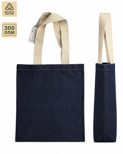 กระเป๋าโท้ทผ้าเดนิมสีน้ำเงิน 300 GSM ขนาด 34x38 ซม. พิมพ์ลายด้านเดียว พร้อมโลโก้สั่งทำ ขายส่ง OEM แบรนด์ส่วนตัว จำนวนมาก รุ่น SNCH171-TIC-BATH Pro - Product Image 3