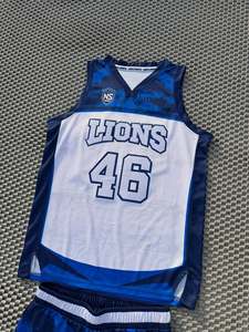 Conjunto de Camiseta de Baloncesto con Logotipo Privado, Sublimada, 46, Blanca y Azul, Unisex, Deportiva, Sin Mangas, Transpirable, que Absorbe la Humedad, Precio de Fábrica - Product Image 2
