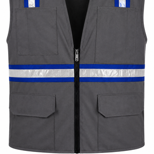 Gilet de sécurité haute visibilité en polyester avec logo personnalisé, bandes réfléchissantes, quatre poches, unisexe, vêtements de travail professionnels pour le personnel d'usine - Product Image 4