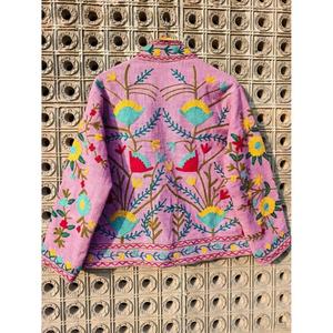 Chaqueta de Invierno para Mujer, Lavanda, Bordada con Flores, Tejida a Mano, Estilo Boho, Acolchada, de Algodón, Vintage, Étnica, Talla Grande - Product Image 6