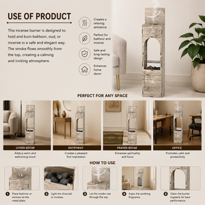 Quemador de Incienso con Caligrafía Árabe, Elegante Soporte de Madera con Diseño de Arco y Cajón de Almacenamiento, Excelente Regalo para Ramadán - Product Image 5