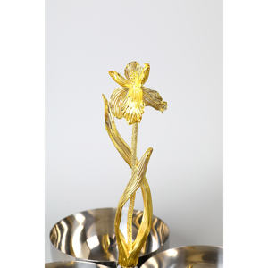 Bol de service triple en acier inoxydable de qualité supérieure avec poignée décorative en forme de branche dorée – Présentoir moderne pour fêtes - Product Image 4