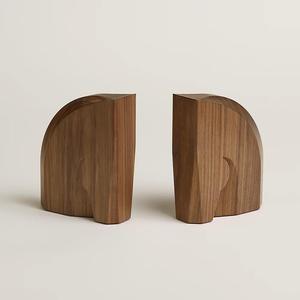 Decorative Wooden Bookends Curved Cutout Design Handmade <b>Book</b> Holder for Bookshelf Office Library Desk and Contemporary <b>Decor</b> - Product Image 2