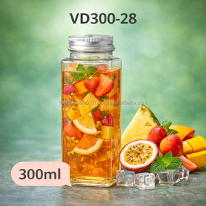 Botella de Plástico Cuadrada Transparente de 300 ml PET VD300-33, Envase Ecológico de Grado Alimenticio para Jugos y Bebidas - Product Image 6