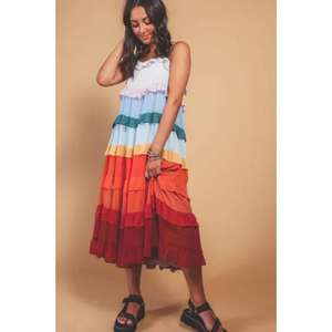 Precioso Vestido Maxi con Volantes en Capas, Femenino, con Múltiples Capas de Volantes, Forro Completo de Algodón, Ecológico y Transpirable para Mujer - Product Image 6