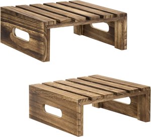 Support à gâteau en bois rustique, design rectangulaire rétro, accessoire de décoration de table durable - Product Image 1