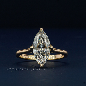 Bague de fiançailles en or 14 carats avec diamant de laboratoire pour femme, taille marquise, diamant synthétique brillant étincelant, certifié IGI, luxe et raffinement - Product Image 5