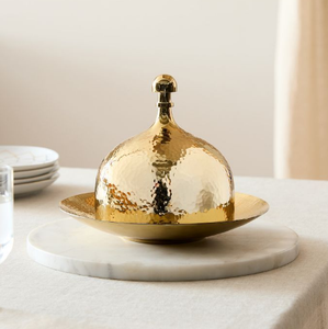 Bol à dattes fait main finition brillante avec couvercle, pièce unique, qualité supérieure, bol métallique en forme de croissant de lune, vaisselle Ramadan - Product Image 2