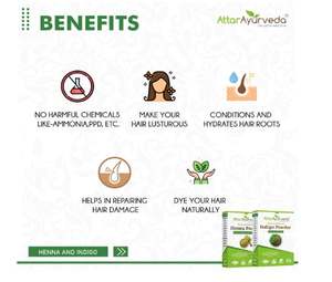 Tinte natural Ayurveda Attar para cabello negro (paquete combinado de henna y polvo de índigo) (200 gramos + 200 gramos = 400 gramos en total) - Product Image 4