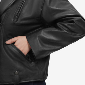 2026 New Fashion Genuine Leather Jacket Women Cropped Leather Jacket Bomber Jacket for Women's In Wholesale Price - Product Image 3
