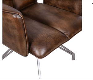 Brown Upholstered Swivel <b>Dining</b> <b>Chair</b> Leisure Armchair Metal Base Revolving Side <b>Chair</b> for Home Hotel - Product Image 5