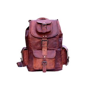 Genuine <b>Leather</b> Vintage <b>Backpack</b> With Buckle Closure And <b>Laptop</b> Compartment Unisex Softback Style - Product Image 5