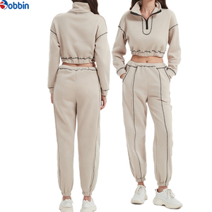 Conjunto Deportivo de 2 Piezas para Mujer, Sudadera de Cuello Alto y Pantalones Jogger, Ropa Casual de Otoño, Manga Larga, Color Sólido, Corte Holgado - Product Image 4