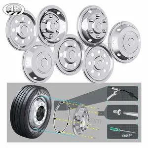 Universal 22.5" 19.5" 17.5" T304 Stainless Steel Wheel Cover Truck Bus With Security Locking Ring System
