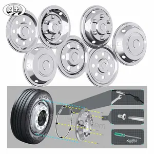 Universale 22.5 "19.5" 17.5 "T304 copriruota in acciaio inox camion bus con sistema di chiusura ad anello di sicurezza