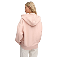 Sweater Hoodie Wanita Panjang Bermotif Kasual Oversize Warna Solid Berbahan Fleece dengan Ritsleting Depan dan Saku untuk Musim Gugur
