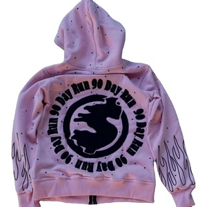 เสื้อฮู้ดดี้สไตล์วินเทจแบบซิป สปริง ผ้าหนา ซักกรด ทำสีซีดแบบซันเฟด พร้อมปักลายปะ  รับผลิตตามแบบ OEM - Product Image 4