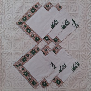 Nouvelles serviettes en coton imprimées à la main, tendance et douces, parfaites pour un mariage, ensemble de 6 serviettes rectangulaires de luxe, motif floral classique - Product Image 3