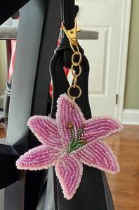 Exclusive Hand Embroidered Beaded <b>Keychain</b> Decorative Floral Key Holder with Premium Finish - Product Image 4