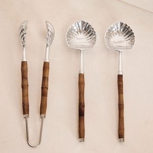 Handcrafted Gold <b>Tree</b> <b>Branch</b> Salad Tongs Decorative Silver & Gold Serving Spoons Nature-Inspired Rustic Metal Kitchenware - Product Image 3