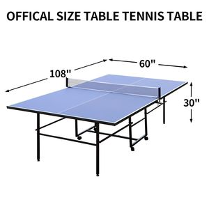 Tavolo da Ping Pong Pieghevole Portatile da 9 Piedi con Rete e 2 Racchette per Giochi al Chiuso - Product Image 2