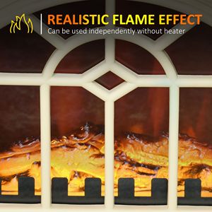 Chimenea Eléctrica de 18 Pulgadas con Llamas LED Realistas, Protección Contra Sobrecalentamiento, 750W/1500W, Color Crema - Product Image 6
